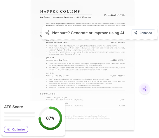 Resume with ATS score preview